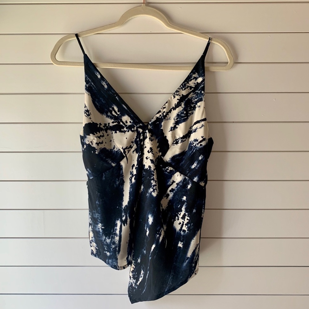 4SI3NNA Tie Dye Asymmetrical V-Neck Cami Sz Small